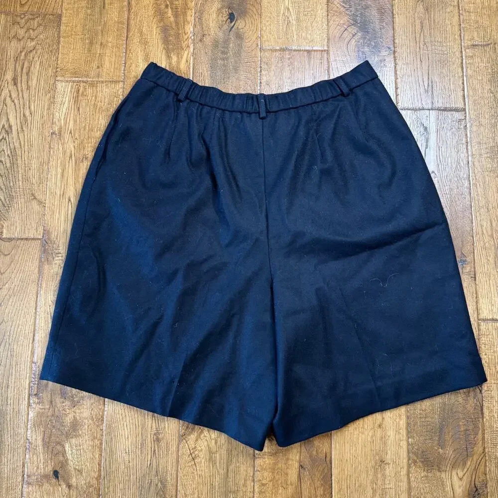 VTG Pendleton 100% Wool Black Pleated High Waisted Trouser Shorts Plus Size 18 - Picture 8 of 8